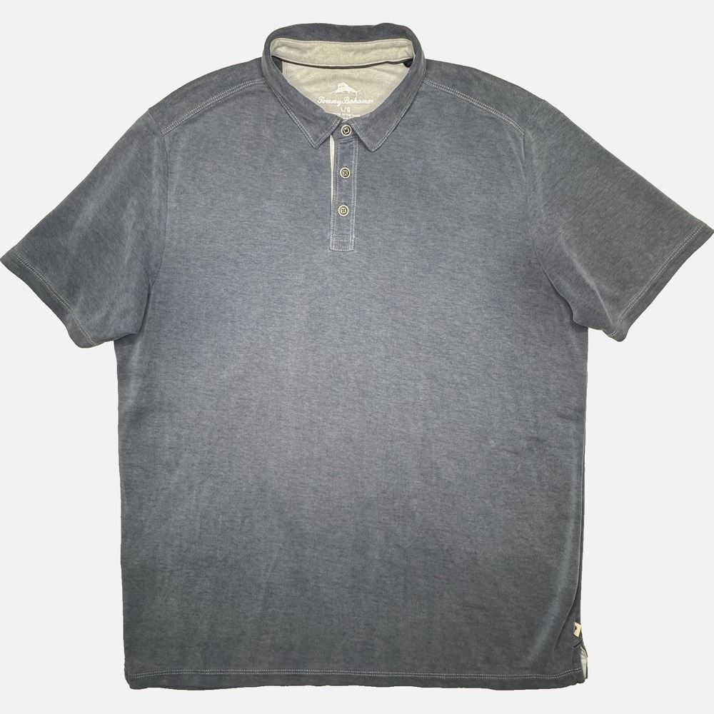 Tommy Bahama Polo Shirt Mens Large Blue Tencel Lyocell Blend Casual Golf Soft